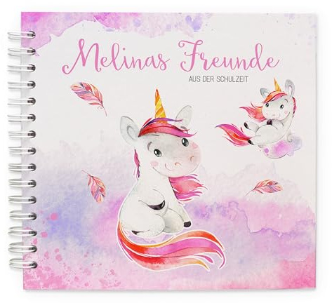 Feenstaub Freundebuch Grundschule Einhorn mit Namen, Erinnerungsalbum Schulkind, Schulfreundebuch personalisiert, Freundschaftsbuch Schule, Einhorn Freundealbum 1 Klasse, Geschenk Einschulung