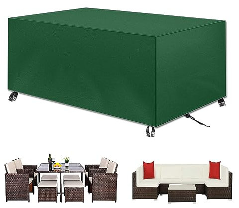 Gartenmöbel Abdeckung aus 420D Oxford – Wasserdicht, UV-beständig und Winterfest – Rechteckig 220x100x50cm – Für Gartentische und Loungemöbel