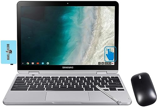 Samsung 12.2 FHD 2-in-1 Touchscreen Chromebook Plus Laptop (Intel Celeron 3965Y 2-Core, 4GB RAM, 64GB eMMC SSD, Stylus Pen, Wireless Mouse, WiFi, Bluetooth, Chrome OS) w/DKZ Hub USB Port Expander
