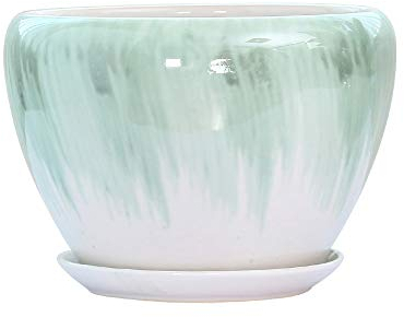 DSHUB Pot de Fleur en céramique de Style Chinois rétro de Grand diamètre avec Plateau intérieur extérieur Pot de jardinière succulente jardinière de Cactus pour Table de Bureau à Domicile Cadeau d