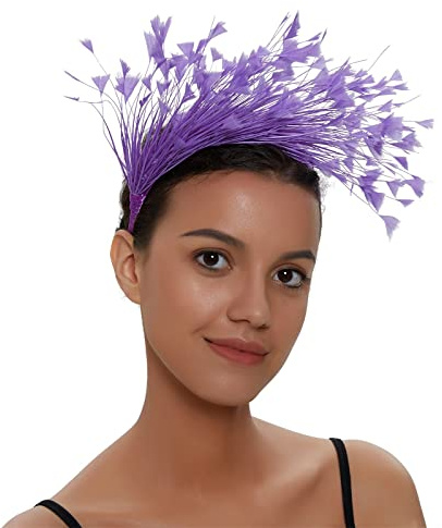 Bunt Feder Stirnband Fascinator Stirnbänder Cosplay Haarband Karneval Party Kopfschmuck Regenbogen Feder Haarreif Feder Kopfbedeckung Kostüm für Ostertag Hochzeit Halloween Party Faschingskostüm