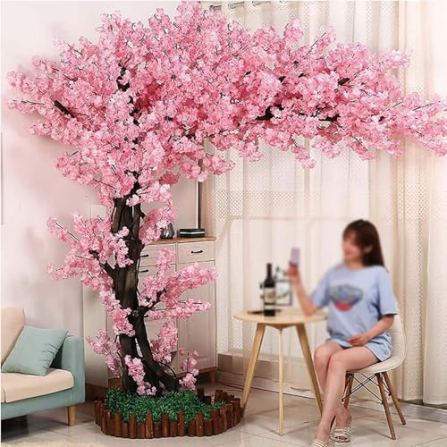 ZXSYYDS Große rosa künstliche Kirschblütenbäume, lebensechter künstlicher Kirschblütenbaum, gefälschter Sakura-Blumenbaum, perfekt für Party-Hochzeitsdekoration,2 * 1.6m