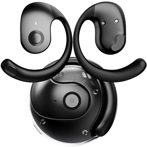NEW Ultra Bone Conduction Earphones Open Earbuds with Immersive Audio Clear Call,Wireless Bluetooth Ear buds Stable Fit,Robust Bass,Sweat-Proof Sport Open-Ear Headphones with Mic,48H Playtime (Black)