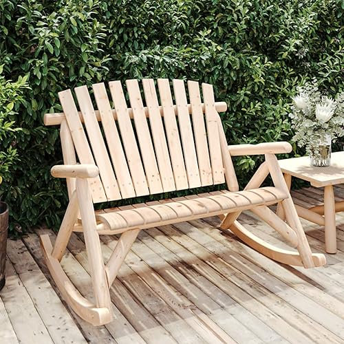 Homgoday Bank für Balkon, Schaukelbank für den Garten, 2-Sitzer, 123 x 96 x 102 cm, Massivholz, Fichte rot, Balkonbank, Gartenbank, robust, für Terrasse Enterno m