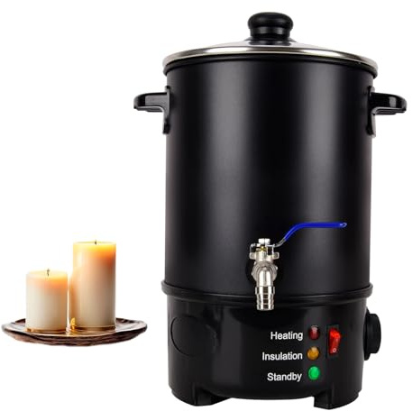 HENYEER Wachsschmelzer für die Kerzenherstellung, 6L elektrischer großer Wachsschmelztopf, DIY Kerzenherstellung Set, schnelle Heizung Kerzenwachs Schmelztopf mit Antihaft-Topf, Temperaturregler