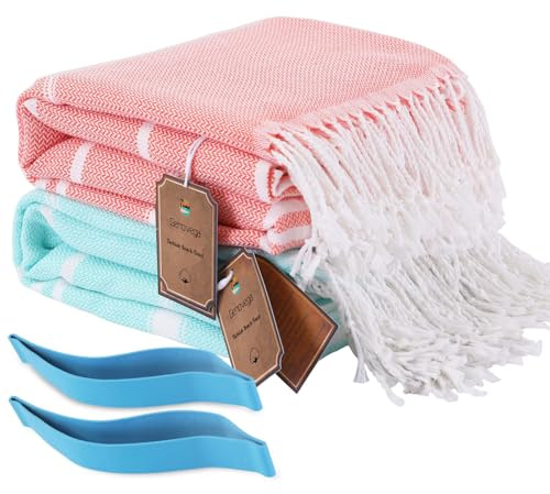 2 Packs Turkish Beach Towels Oversized Sand Free Quick Dry Bathroom Pool Swim Towel Extra Large Xl Big Adult Travel Vacation Essentials Cruise Accessories Must Haves Clearance Stuff Necessities