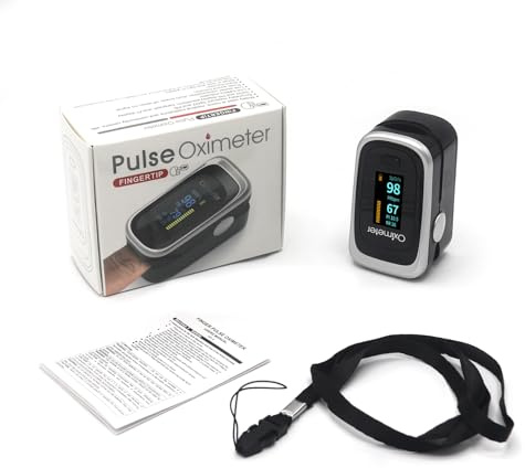 Finger Pulse Oximeter Fingertip Blood Oxygen Saturation Monitor SpO2 with OLED Display,Pulse Rate,Blood Perfusion Index,Respiratory Rate Monitor,Fit for Family Health Care (Black)