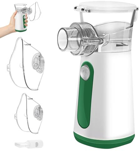 BIAOQINBO Nebulizador Portatil para Niños y Adultos,Aerosoles Nebulizador,Maquina de Aerosoles con 2 Máscaras,1 Boquilla, Inhalador Nebulizador Ruido Bajo Para Asma,Respiratorias