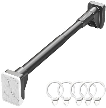 Bastone Armadio Appendiabiti Binari Estensori per Tende in Acciaio Inox con Ganci, Barra Porta Abiti Antiscivolo per Guardaroba, Kit di Supporto per Armadio Multiuso per Dormitorio(Style2,330-400cm(13