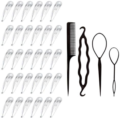 30 Fermagli Per Capelli In Argento E 4 Bigodini Neri, Fermagli Per Capelli Semplici E Alla Moda, Fermagli Per Capelli In Metallo, Strumenti Per Acconciature