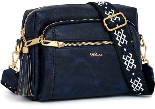 HILAEX Umhängetasche Damen Anti Diebstahl, Handtasche Damen Mittelgroß | mit 4 Fächern, mit Verstellbar Abnehmbar Breiter Gurt