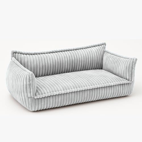 chilly pilley Divano Per Bambini In Velluto A Coste, Comodo Divano Per Bambini Con Motivo A Coste (Grigio Chiaro)
