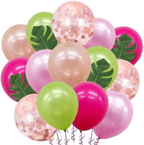39 Stück Tropische Ballon Girlande Deko, Hawaii Party Dekoration Set mit Tropische Latex Ballon Palmblätter, Hawaii Party Deko Luftballons für Luau Sommer Geburtstag Strandparty