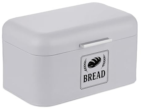 Relaxdays Boite à Pain, Couvercle, poignée, Conservation optimale du Contenu, métal, HxLxP : 16,5x30x19 cm, Grise