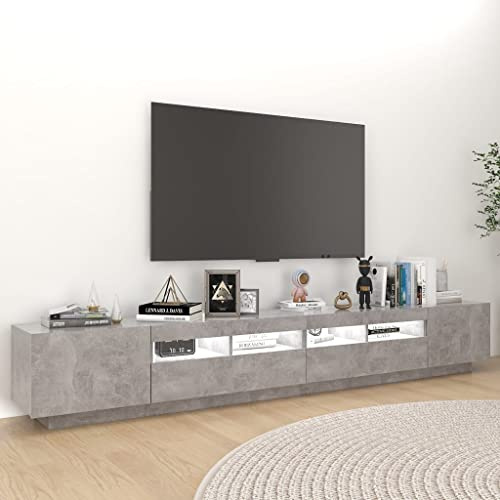 Iiaky Mobile porta tv 260 cm Mobile Porta TV con Luci LED Mobile porta tv soggiorno Armadio per tv per Soggiorno Cucina-Grigio cemento-260x35x40 cm