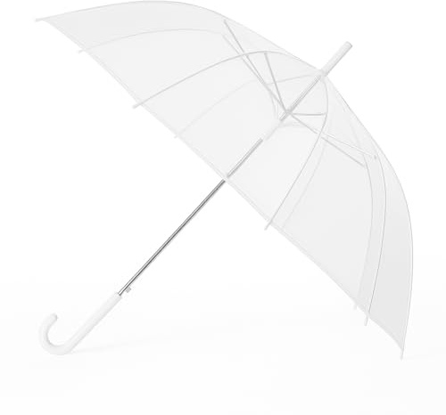 Générique Ombrello Trasparente, 85 cm di Diametro, PVC Impermeabile, Manico Nero, Protezione Sole e Pioggia, Ombrello Matrimonio, Ombrello da Sposa, Bianco 1 m, 100 cm