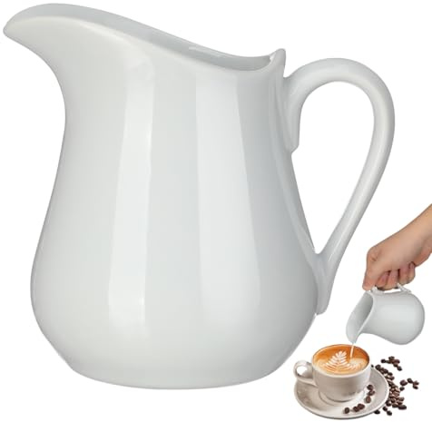 Uonlytech Pichet à Lait Céramique Poignée 250 Ml, Pot à Crème Résistant à La Chaleur, Usage Polyvalent Pour Café, Sauces Et Lait, Cuisine, Café Et Restaurant,