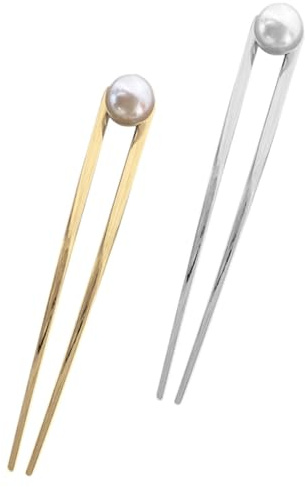 WEKADRIN Baguettes à Cheveux Chinoises 2 Pièces, Grandes Tailles, Fourches à Cheveux Pour Chignons, Accessoires Métal Doré Et Argenté, Pour Femmes Et Adolescentes, Coiffure Traditionnelle Et Fête