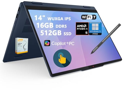 Lenovo IdeaPad Flex 5 2-in-1 Laptop | 14 WUXGA IPS Touch | AMD Ryzen AI 5 340 (Up to 50 Tops) | 16GB DDR5 512GB SSD | for Creator Designer Business Professional Win11 Pro w/DLCA Accessory
