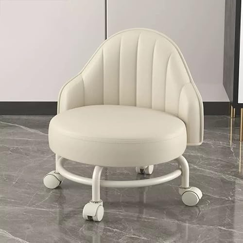 Taburete rodante con respaldo, asiento bajo para limpieza del hogar, garaje, oficina, picnic al aire libre, taburete corto para una fácil movilidad y comodidad