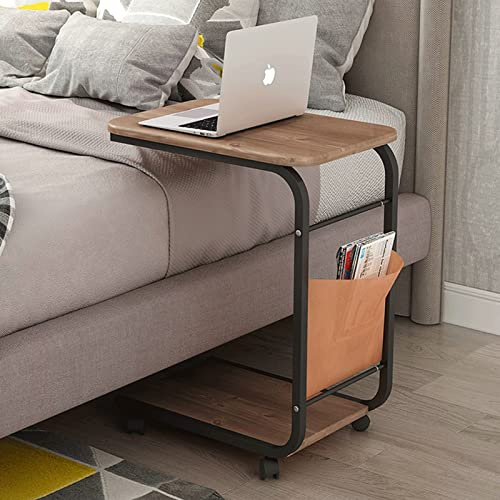 YCVAWEOD Rollender Seitentisch C -Formsofa Endtisch, schmaler Beistelltisch mit Seitentasche und Rädern über dem Betttisch für Couch, Bett, kleine Räume, Schlafzimmer, Wohnzimmer LWX