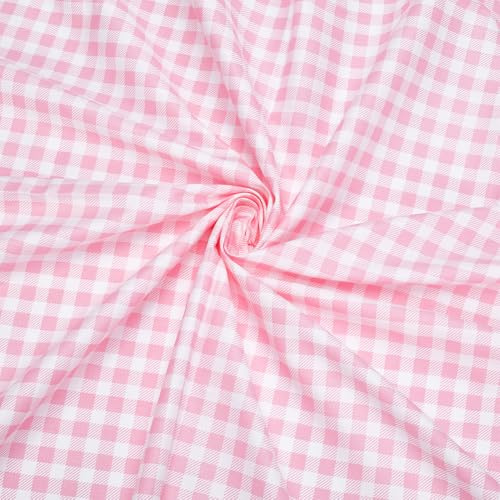 PH PandaHall 1 m x 1,6 m de tela de popelina de algodón rosa, tela de algodón a cuadros tartán por yarda, telas de gingam a cuadros para costura, acolchado, ropa, manteles, cortinas, decoración del