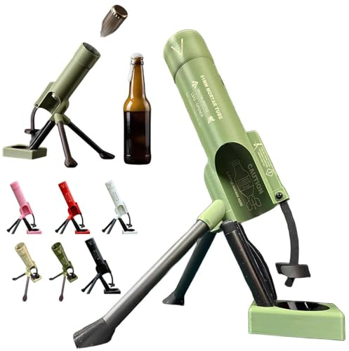 Flasköppnare, 51 mm mortel ölöppnare roliga murbruksflaskor handsfree push taktisk keps launcher för hemmafest bar skrivbordsdekor (grön)