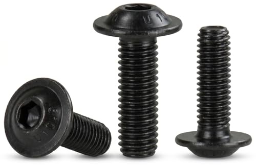 Linsenkopfschrauben mit Flansch M5 x 12 Innensechskant 50 Stück Schwarz Verzinkt Stahl, ISO 7380-2 Linsenschrauben ISK