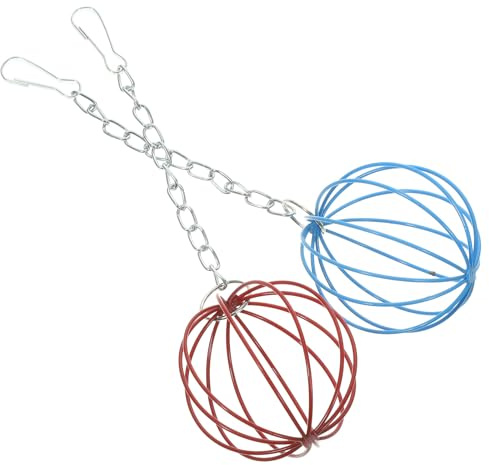 DECHOUS 2pcs Boules Mangeoires Suspendues en Fer pour Lapins et Petits Animaux, Design Suspendu Pratique, Compatible Cage, Remplissable d'herbe Fraîche