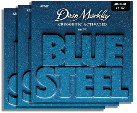 Dean Markley Blue Steel Electric Guitar Strings, Medium 11-52, Cryogenic Treated, 3 Pack