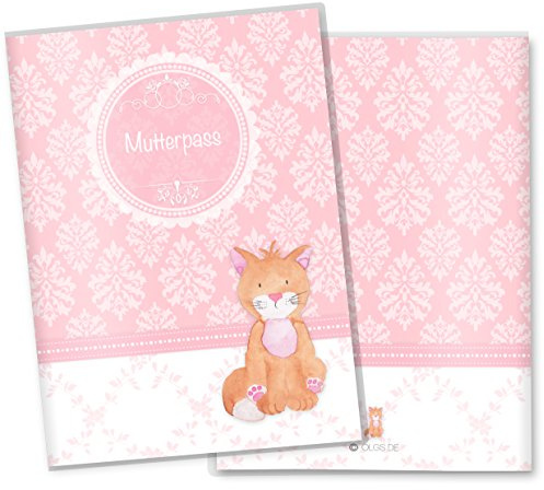 OLGS Mutterpasshülle 3-teilig rosa Little Lady | Baby Schwangerschaft Geschenkidee Schutzhülle für den Mutterpass | Für werdende Mütter (Mutterpass ohne Personalisierung, Katze)