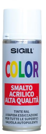 SIGILL Vernice Acrilica Spray 400ml Colori RAL Rapida Essiccazione Bomboletta Smalto (RAL1021 GIALLO CADMIO)