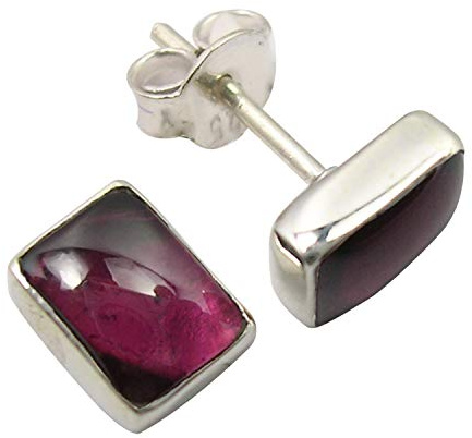 SilverStarJewel 925 Sterling Silber Cab Granat Januar Geburtstein Ohrringe 0,8 cm Stein Frühlingsferien Beste Seiten