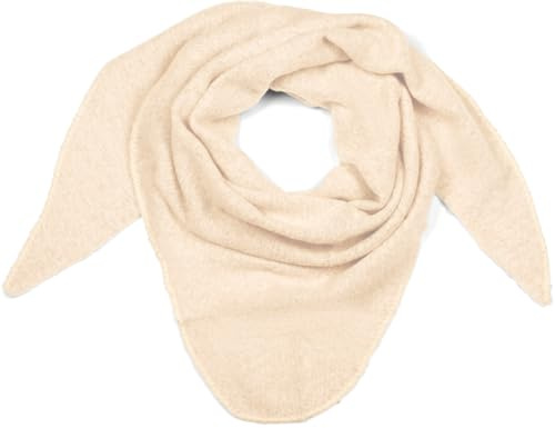 styleBREAKER Dam stor stickad triangel halsduk enfärgad melerad | mjuk varm vinter triangelduk | stickad halsduk av viskos ull för mysig look, Krämbeige, one size