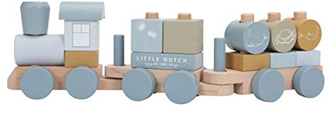 Little Dutch 7036 Holz-Eisenbahn Zug mit Steck-Formen (Ocean blau)