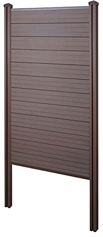 Mendler WPC-Sichtschutz Sarthe, Windschutz Zaun, WPC-Pfosten zum Einbetonieren, Basiselement schmal 105cm - braun