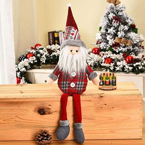 Novelty Christmas Decoration Christmas Long Leg Doll Christmas Sitting Ornament Sitting Xmas Decorations Christmas Santa Claus Reindeer Mouse Xmas Figure Ornament for Holiday Party Home Decor