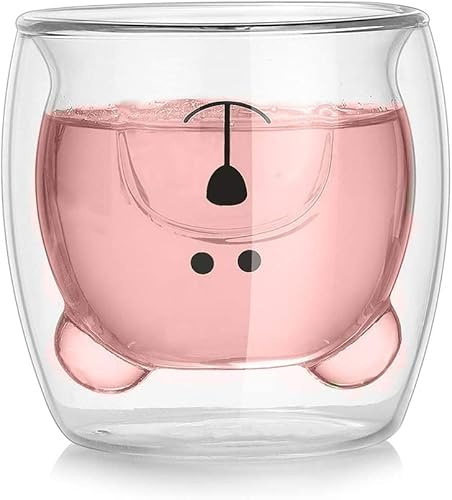 Voarge 250ml Kaffeetasse Bärentasse, Kreative Milchbecher Tee Whisky Glas Tasse Geschenk Tassen, Tasse Geschenke für Valentinstag Geburtstagsgeschenk und Büro Tasse
