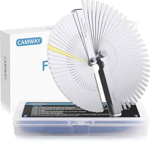 CAMWAY Galgas Reglaje Valvulas 32 Cuchillas + Galgas de Espesor Cónica 32 Cuchillas, Medidor de Espesor, Herramienta de Medición de Doble Métrica e Imperial