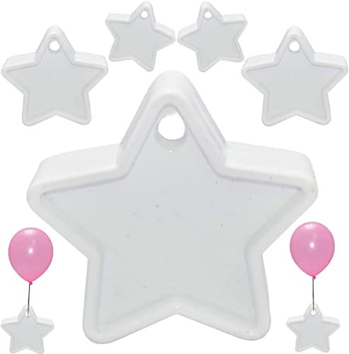 Godfather Star Shaped Balloon Weight Plastic Balloons Weights Reusable Helium Colorful Balloon Weights for Parties Birthday Celebration Decoration (White Pack of 6)