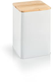 Tescoma 900839 Barattolo in latta per alimenti, contenitore metallo con coperchio in bamboo, 10 x 10 x 14,5 cm, Online
