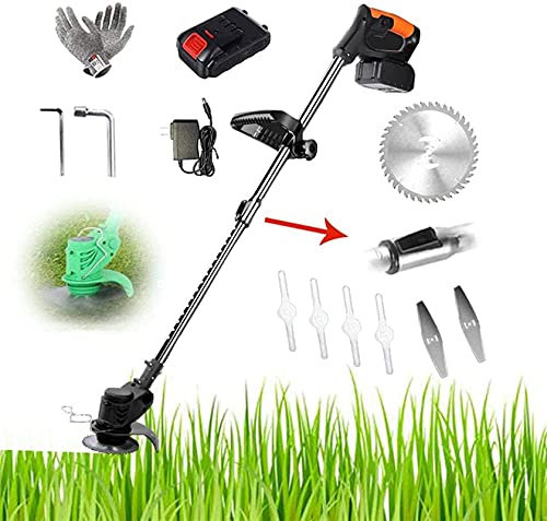 Tosaerba elettrico Tagliaerba Portatile Cordless Domestico ?Spazzola arieggiatore portatile leggera ricaricabile Spingere le erbacce Regolabile Tre lame 24 V Batteria al litio Attrezzo da giardino pe