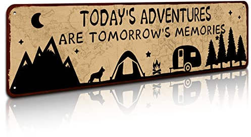 SOYAVE Today's Adventures Camping Metal Wall Decor 4x16 Inch