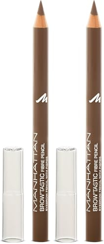 Manhattan Brow'Tastic Augenbrauenstift – Brauner Eyebrow Pencil mit auffüllenden Fasern für dichter wirkende, definierte Augenbrauen – Farbe Medium 002 – 1 x 1.08g (Packung mit 2)