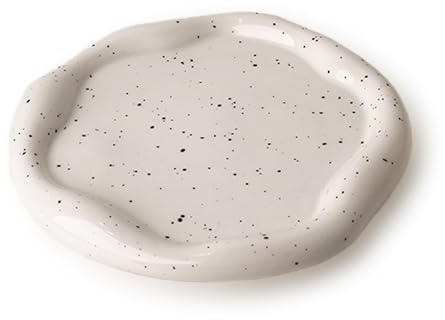 Yuaaoh Keramik Schmucktablett Schmuckteller Aesthetic für Ring Uhren Schlüssel Ohrringe Halsketten, Schmuck Tablett Wolke Schmucktablett Weiß Dekor Eingang Wohnkultur (Runde)