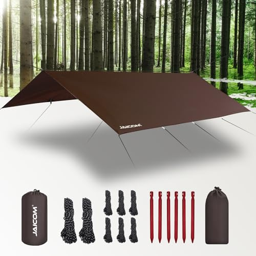 JAICOM Vattentät skyddsbaldakin 3 m x 4 m presenning, PU 3 000 mm vattentät, UV-skydd, ultralätt och bärbar, lämplig för tält, hängmattor, vandring, picknick, camping