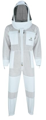 Imkeranzug Premium mit Atmungsnetz und Fechtschleier, M · weiß