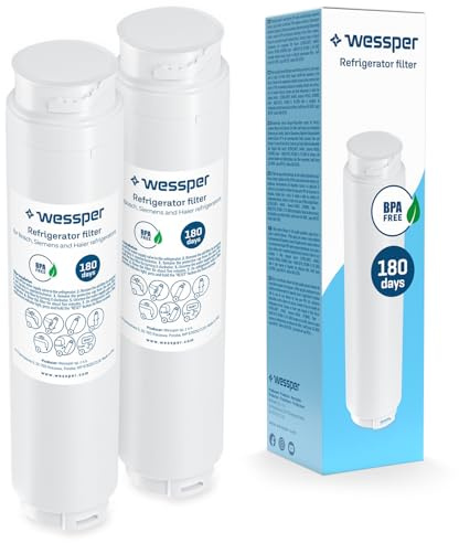 Wessper Vattenfilter för Kylskåp 2 Delar Ersättning för Bosch ULTRACLARITY, 644845, 740560, Z4500W0 Snabbkopplingsfilter | Omvänd Osmos Vattensystem, Tar Bort Klor och Skadliga ämnen – Vit