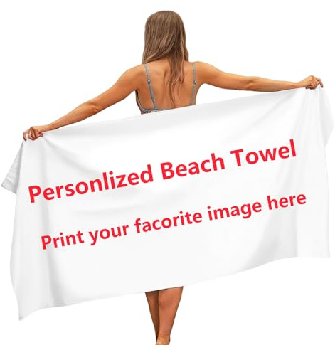 Xisnuient Personalisiert Foto Strandtuch Mikrofaser Strandtuch Schnell Mit Bildern Und Text Männer Frauen Kinder Individuelle Geschenke Geeignet Für Fitness, Schwimmen, Camping, Meer (100x200cm)