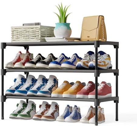 Kitsure Schuhregal für den Eingangsbereich - Stabiler & langlebiger Schuhschrank für den Schrank, platzsparendes schuhablage, 63 x 30 x 36 cm, Black